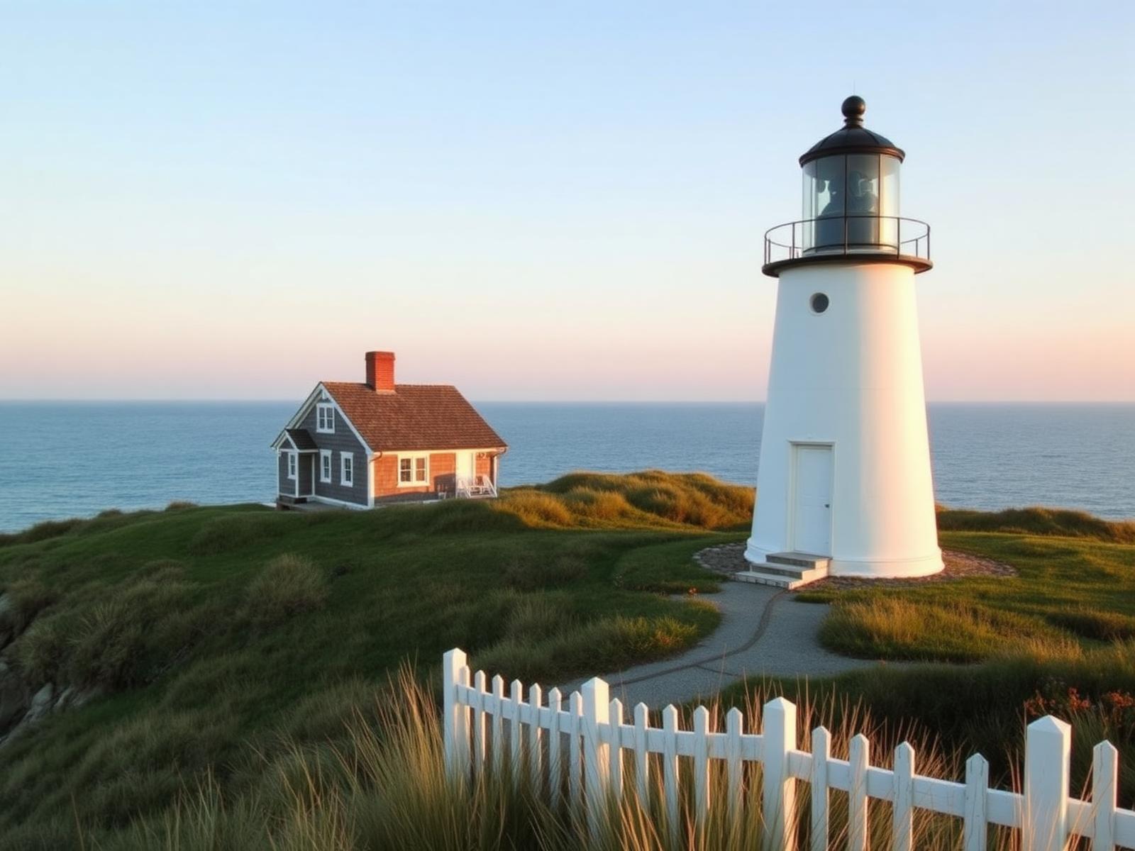 Nantucket lighthouse at golden hour